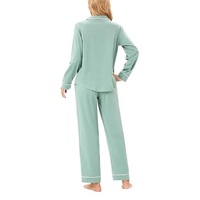 Ensemble de pyjama décontracté pour femme en microfibre de bambou, robe tissée, taille élastique, doux, respirant, manches longues, motif animalier