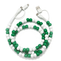 Câble USB créatif 4-en-1 avec perles, cordon de chargeur de téléphone décoratif et tendance, cadeau, 10 couleurs au choix