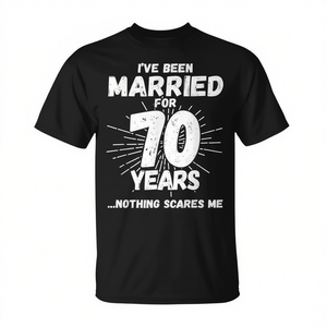 Camiseta de Aniversario de Bodas Número 70 para Parejas Casadas, Unisex, Adulto, Manga Corta, Cuello Redondo, Impresión en Serigrafía - Product Image 2