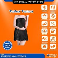 Robe jetable unisexe NIDY noire en non-tissé, douce, légère et discrète pour spa, salon, massage, bien-être, beauté et soins personnels