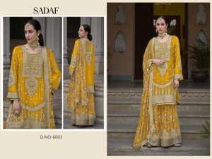 Belle tenue occasionnelle de style moderne lourd Chinon Salwar Suit & Dupatta avec broderie et séquence et miroir à vendre - Product Image 5