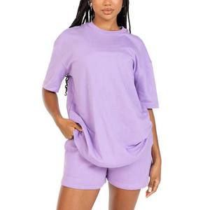 Vêtements d'été décontractés pour femmes T-shirts et shorts confortables 2 pièces ensembles 100% coton OEM ODM Service dames ensembles jumeaux à vendre - Product Image 6