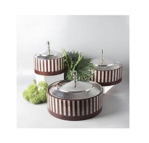 Accueil Équipement commercial Pots Cuisine Équipement en acier inoxydable Réchauffeur d'aliments Hot Pots Ensemble de 3 plats en bois Ramadan Casserole - Product Image 2