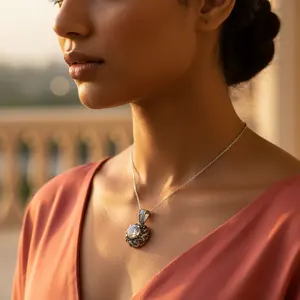 Pendentif en argent 925 fait à la main avec zircone cubique pour femmes, or rose, à porter tous les jours, cadeau, style religieux, pendentifs à breloques, motif numérique - Product Image 2