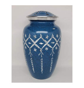 Urna de cremación para adultos y mascotas de latón con diamante azul marino para cenizas humanas con bolsa de terciopelo gratis - Product Image 1