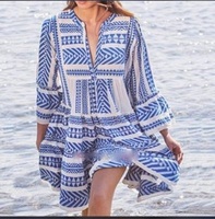 Robe Kaftan pour femmes 100% coton, dentelle, col en V, manches longues, longueur genoux, couleurs et tailles personnalisables, fabriquée en Inde