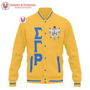 Sigma Gamma Rho Sorority Varsity Jacket personnalisé bleu et or Letterman pour les femmes brodées personnalisées sur commande - Product Image 1