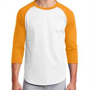 T-shirt à manches longues raglan et col rond 100% coton pour hommes, couleur contrastée, avec motif uni en coton - Product Image 1