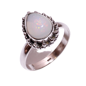 แหวนเงินสเตอร์ลิง925ทำด้วยมือโอปอลเอธิโอเปียอัญมณีธรรมชาติเครื่องประดับแบบกำหนดเองขายส่ง - Product Image 1