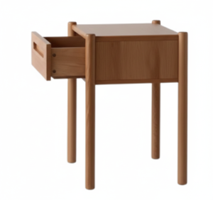 Table d'appoint moderne Uptown avec quatre pieds ronds et un seul tiroir en finition bois de manguier naturel - Product Image 3