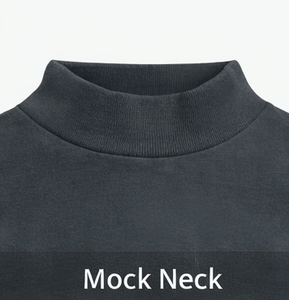 <b>Women</b> Mock Neck Cropped T Shirt | Oversized Drop Shoulder Streetwear Tee | 100% Cotton Boxy Fit <b>Top</b> | Custom Logo OEM Fashion - Product Image 4