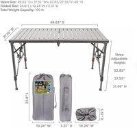 APT119 Table de camping pliante et légère et robuste pour jardin, pique-nique, barbecue, plage, extérieur, en aluminium