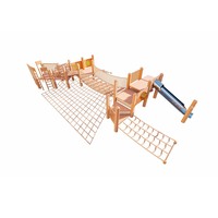 Équipements d'amusement municipaux en bois, installations de parc d'attractions, sentiers en corde multi-niveaux, passerelles d'équilibre, pont en corde