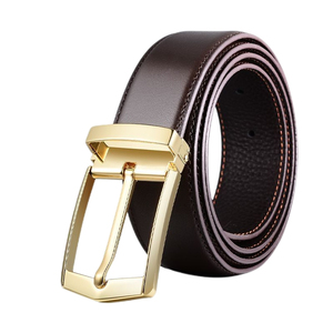 เข็มขัดหนังแท้แบบลำลองสำหรับผู้ชาย หัวเข็มขัดโลหะทรงสี่เหลี่ยม  แบบกลับด้านได้ เหมาะสำหรับงานปาร์ตี้ ของขวัญ - Product Image 2