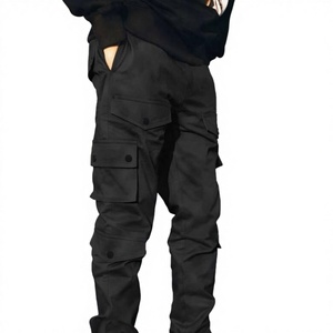 Pantalon cargo léger EMRG pour homme, en velours côtelé imperméable, à jambes larges, avec poche à rabat et cordon de serrage à la taille, 100% coton - Product Image 1