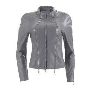 Chaquetas de Cuero Genuino a Precio de Fábrica para Mujer, Nueva Moda Casual, Chaqueta de Cuero de Color Sólido para Mujer - Product Image 1