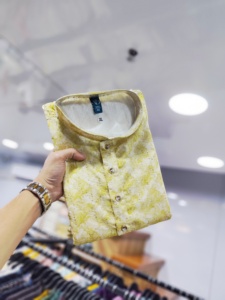 Desi boy look pur coton doux avec crochet séquence travail brodé et impression numérique Kurtas saison des fêtes - Product Image 6