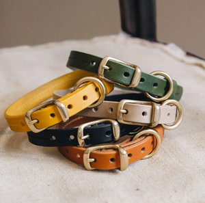 Brown Leather Dog <b>Collar</b> for Small Dogs: Ultra-Lightweight Hardware <b>Collar</b> for Greyhound and Whippet - Product Image 3