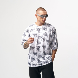 T-shirts pour hommes surdimensionnés lourds 100% coton Logo personnalisé respirant bonne qualité tenue décontracté en gros - Product Image 3
