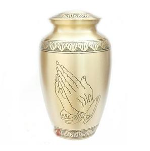 Wholesale OEM Religious Praying Hands Brass Cremation Urn Adult Ashes Memorial Urn Christian Funeral Memorial Metal Urn <b>Jars</b>. - Product Image 1