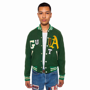 Top vestes de baseball personnalisées col montant bleu laine corps manches complètes confortable Durable pour l'hiver Logo personnalisé veste - Product Image 1