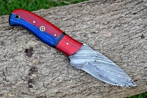 Hoja fija de acero de Damasco forjado hecha a medida, cuchillo de supervivencia para caza, Funda de cuero, soporte OEM, hoja fija, cuchillo de Camping - Product Image 4