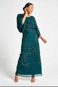 Robe de soirée maxi avec manches évasées, fonction antistatique, robe emballée, robe sexy à paillettes pour femmes - Product Image 3