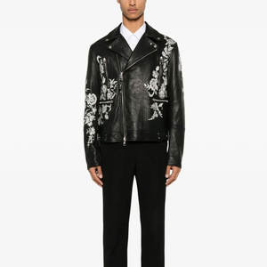 Logo personnalisé hiver style de rue en gros prix veste en cuir pour hommes best-seller hommes élégant brodé veste en cuir - Product Image 2