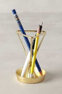 Square metal pen holder featuring minimalist look for modern <b>office</b> decor and home study <b>desk</b> use - Product Image 2