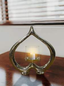 Bougie unique Photophore moderne en argent en forme de coeur Bougie photophore élégante avec argent - Product Image 4