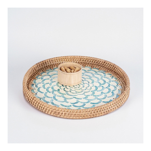 Bandeja con incrustaciones de nácar de Vietnam, bandeja de servicio duradera elegante hecha a mano, respetuosa con el medio ambiente para decoración de cocina moderna, SM2032 - Product Image 1