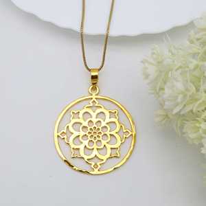 Exclusive Design Pendant Boho Floral Necklace Women Brass Jewelry 18k Plated Tribal Mandala Celestial Charm Wholesale/OEM/ODM - Product Image 4