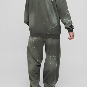 Survêtement sport personnalisé avec impression sur écran, effet délavé au soleil, pour hommes, survêtement évasé, nouveau design streetwear, survêtement évasé à prix avantageux - Product Image 6