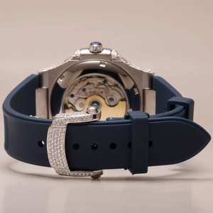 RB Gems lujo marca superior Acero inoxidable automático mecánico diamante reloj VVS Moissanite personalizado negro banda hombres - Product Image 4