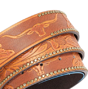 เข็มขัดหนังแท้ปรับแต่งได้พร้อมเหล็กสไตล์ตะวันตกสำหรับหัวเข็มขัดมีขนาด - Product Image 2