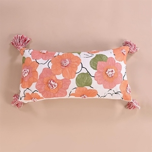 Handmade Modern Style Floral Heart Pattern <b>Cushion</b> Cover Vintage Cotton Pillowcase <b>for</b> Sofa <b>Bed</b> Woven Decorative Wholesale Price - Product Image 2