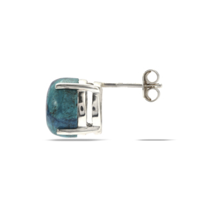 Boucles d'oreilles créoles et puces d'oreilles en argent sterling Opalina avec turquoise, diamant et perle - Bijoux tendance pour mariage et fiançailles - Product Image 2