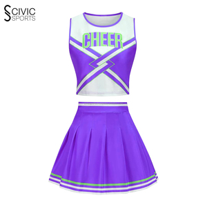 Conjuntos de uniformes de porristas de talla juvenil sin mangas, disfraz personalizado para niñas y uniformes de porristas para mujeres, transpirables - Product Image 5