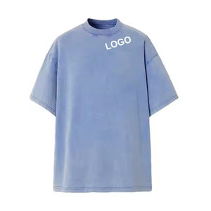 T-shirt de luxe à côtes surdimensionnées pour hommes, col ras du cou, épaules tombantes, coton lourd 280 g/m², col montant personnalisé, style streetwear - Product Image 5