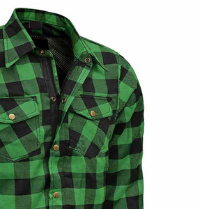 Veste de moto blindée 100% coton pour hommes chemise en flanelle respirante fermeture éclair boutons pression rembourrage protecteur doublure complète OEM - Product Image 3