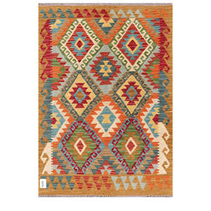 Alfombra Kilim de Maimana, Afganistán, 141 x 101 cm - Product Image 1