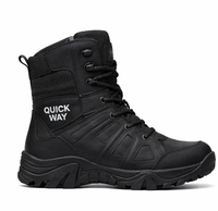 Bottes tactiques en cuir pour hommes, à lacets, imperméables, pour la randonnée en désert et en jungle, à tige haute, couleur beige