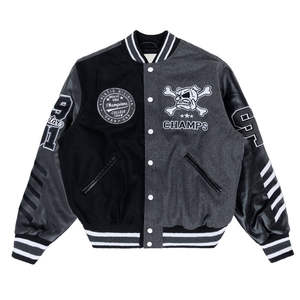 Veste universitaire pour homme en cuir personnalisée à col montant brodé, best-seller, imperméable, teinte unie, style streetwear - Product Image 1