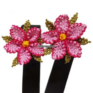Boucles d'oreilles mode İğne Oyası Kır Çiçeği Küpe Pembe - Product Image 1