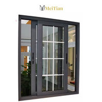 Ventanas Corredizas de Aluminio Anodizado de 3 Paneles con Malla, Diseño Vertical Fijo, Modernas y de Lujo para el Hogar