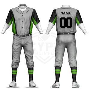 Ensemble complet d'uniformes de baseball gris : chemise noire, casquette, sac, chaussettes, ceinture – Respirant, anti-humidité, antibactérien, grandes tailles, 100 % coton - Product Image 3