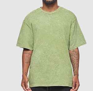 T-shirt vintage délavé à l'acide pour hommes 100% coton séchage rapide surdimensionné col rond Design tissu éponge T-Shirt blanc - Product Image 2