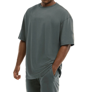 Plaine surdimensionné de haute qualité broderie imprimé décontracté hommes t-shirts personnalisé O cou été séchage rapide coton tissu homme t-shirt - Product Image 4