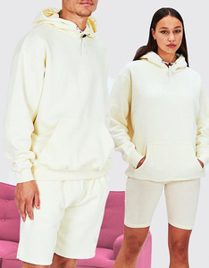Conjunto de Sudadera con Capucha y Pantalones Cortos de Algodón 100% Liso, Ligero, Oversize, con Hombros Caídos y Logo, Estilo Urbano, para Hombre, 2 Piezas, para Correr - Product Image 3
