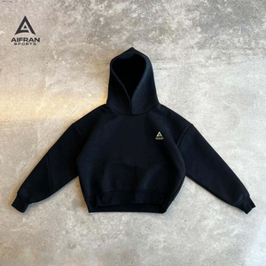 Sudadera con Capucha AIFRAN Personalizada con Logotipo, de Algodón Grueso de 400 g/m², Estilo Urbano Holgado para Hombre, Corte Cuadrado Vintage, Sudadera Lisa - Product Image 2